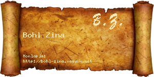 Bohl Zina névjegykártya